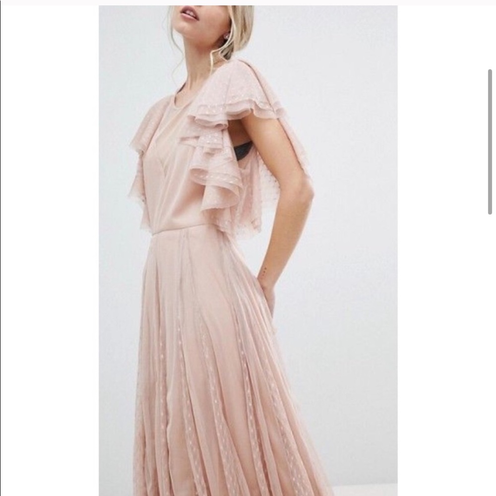 ASOS Dobby Mesh Ruffle Maxi Dress